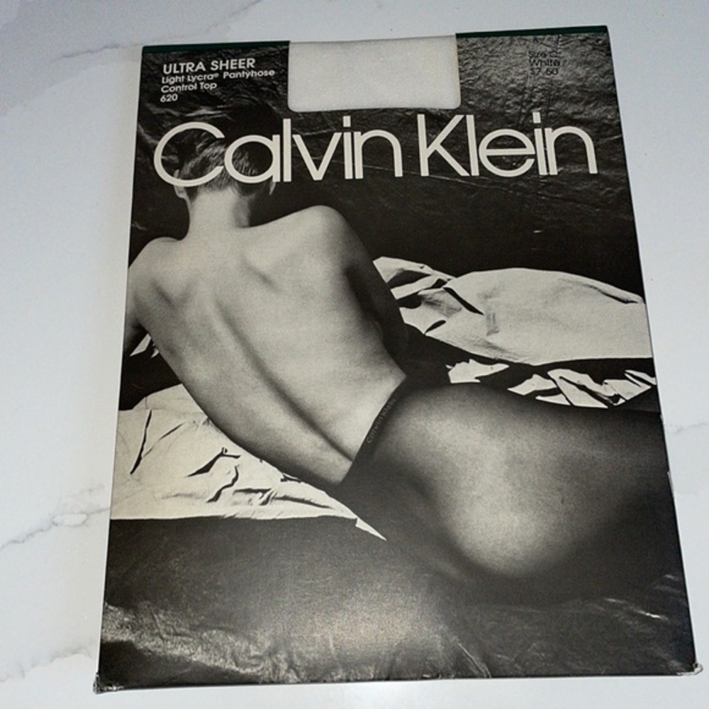 Calvin Klein Ultra Sheer Light Lycra Control Top Pantyhose Size C White Vtg‎ New